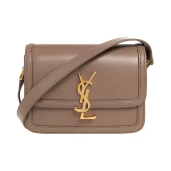 SAINT LAURENT SOLFERINO Calfskin Tofu Bag, Shoulder Bag, Crossbody Bag Trumpets Women's Beige
