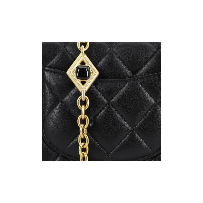 CHANEL Lambskin Flap Bag, Shoulder Bag, Crossbody Bag Mini Women's Black-5