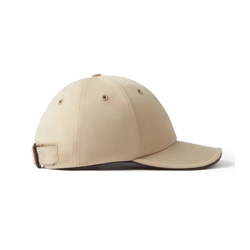 Burberry Cotton Leather Baseball Caps Women's Coffee-1