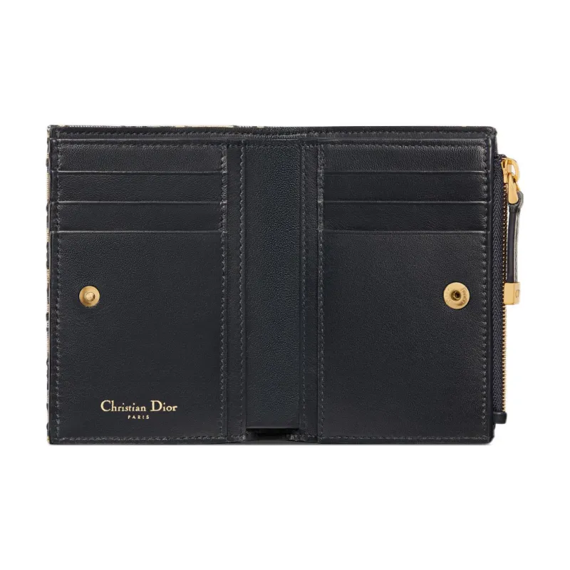 DIOR 30 Montaigne Jacquard Card Holder Wallet Women's Blue-2