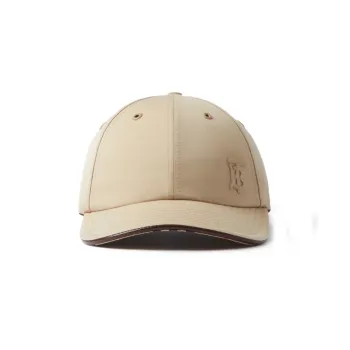 Burberry Cotton Leather Baseball Caps Women's Coffee
