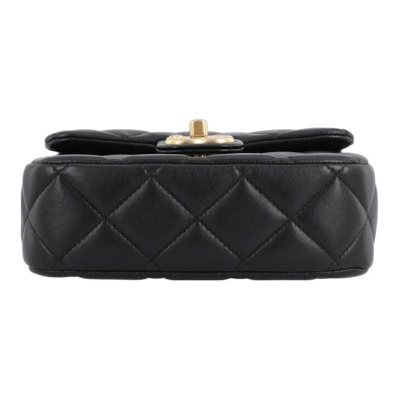 CHANEL Lambskin Flap Bag, Shoulder Bag, Crossbody Bag Mini Women's Black-3