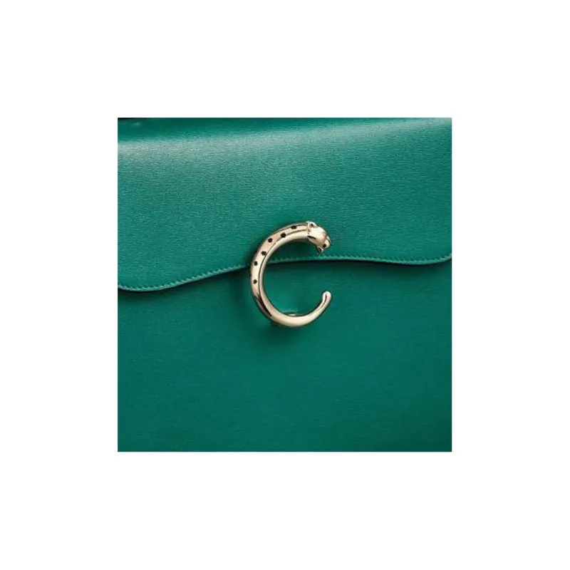 CARTIER Panthère De Cartier Calfskin Shoulder Bag Crossbody Bag Handbag Small Size Women's Green-6