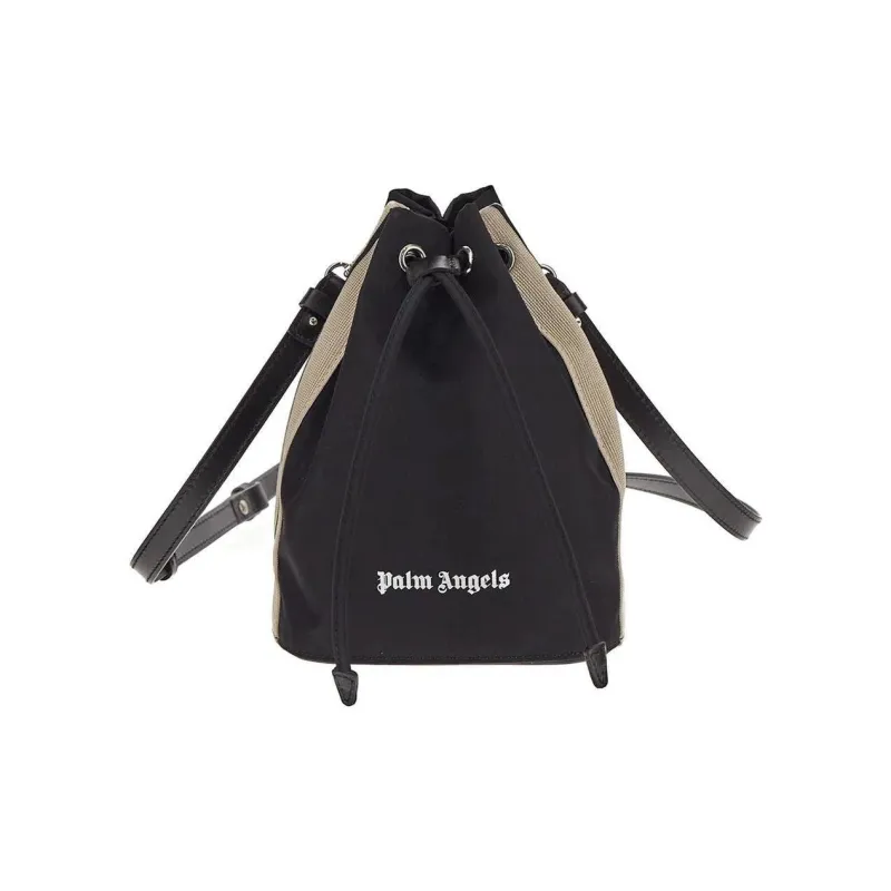 PALM ANGELS Venice Track Drawstring Bag Black/Off white-0
