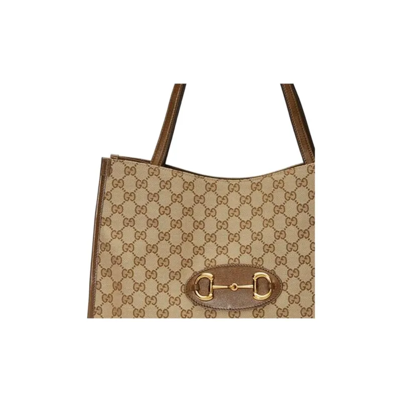 GUCCI Canvas With Leather Tote Bag Shopping Bag Shoulder Bag Handbag Regular Women's Ebony/Brown-7