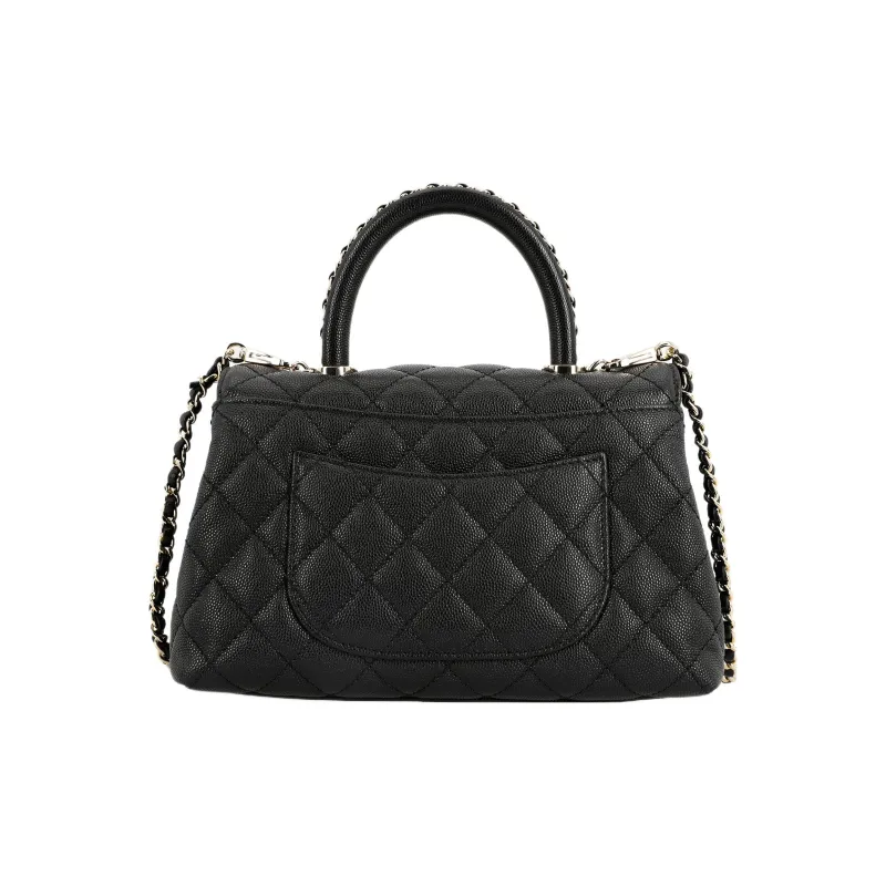 CHANEL Golden Grain Litchi Grain Cow Leather Shoulder Bag, Crossbody Bag, Handbag Trumpets Women's Black-2