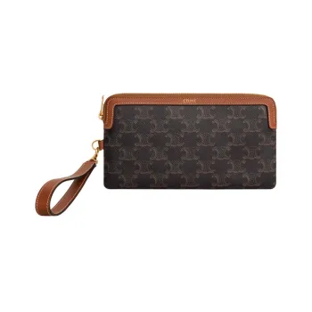 CELINE Cow Leather Patchwork Clutch Regular Women's Tawny