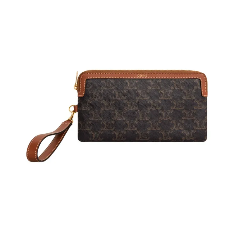 CELINE With Cow Leather Clutch Regular Women's Tawny-0