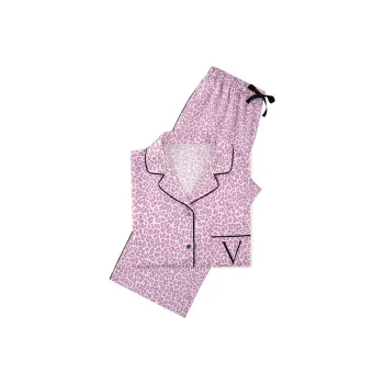 Victoria's Secret Pajama Set Women's Pink Leopard Print