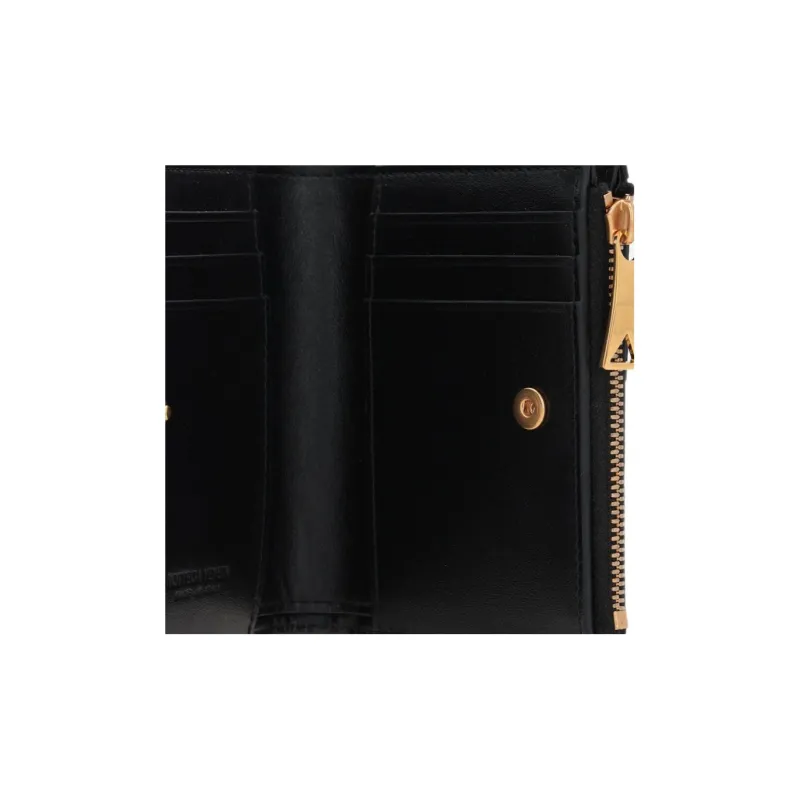 Bottega Veneta Small Bi Fold Zip Wallet Intreccio Black-4