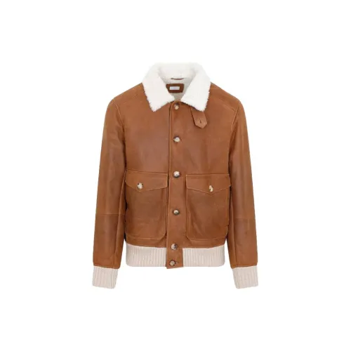 Brunello Cucinelli Long-sleeved Button-up Leather Jacket