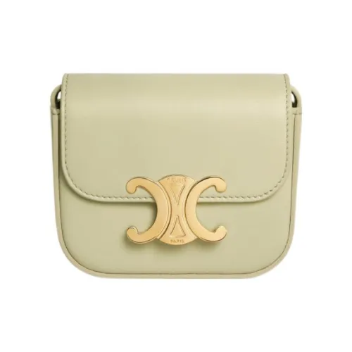 CELINE Triomphe Calfskin Shoulder Bag Crossbody Bag Mini Women's Almond Green