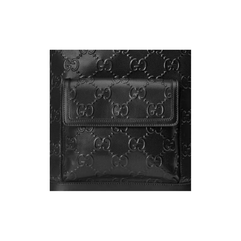 GUCCI Leather Backpack Unisex Black-6