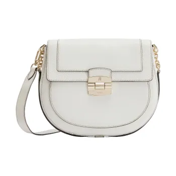 Furla Club 2 Grained Calfskin Saddle Bag Shoulder Bag Crossbody Bag Small Size Women's Cotton Candy