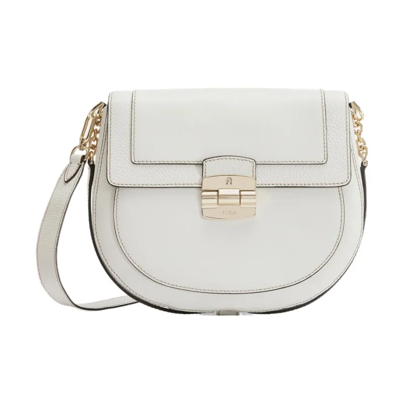 Furla Club 2 Grained Calfskin Saddle Bag Shoulder Bag Crossbody Bag Small Size Women's Cotton Candy-0