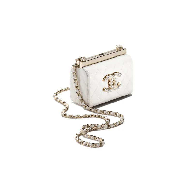 CHANEL Chain Clutch, Shoulder Bag, Crossbody Bag Women's White-1