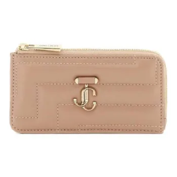 Jimmy Choo Quilted Nappa Leather Card Holder Wallet Women's Beige