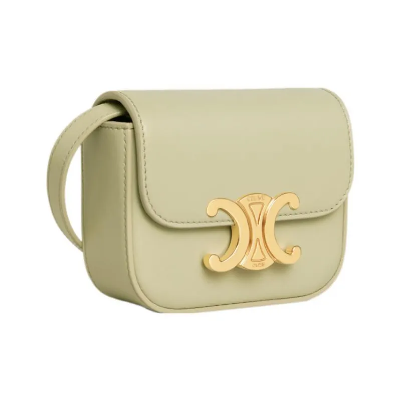 CELINE Triomphe Calfskin Shoulder Bag, Crossbody Bag Mini Women's Almond Green-1
