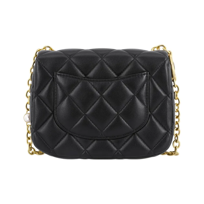 CHANEL Lambskin Flap Bag, Shoulder Bag, Crossbody Bag Mini Women's Black-2