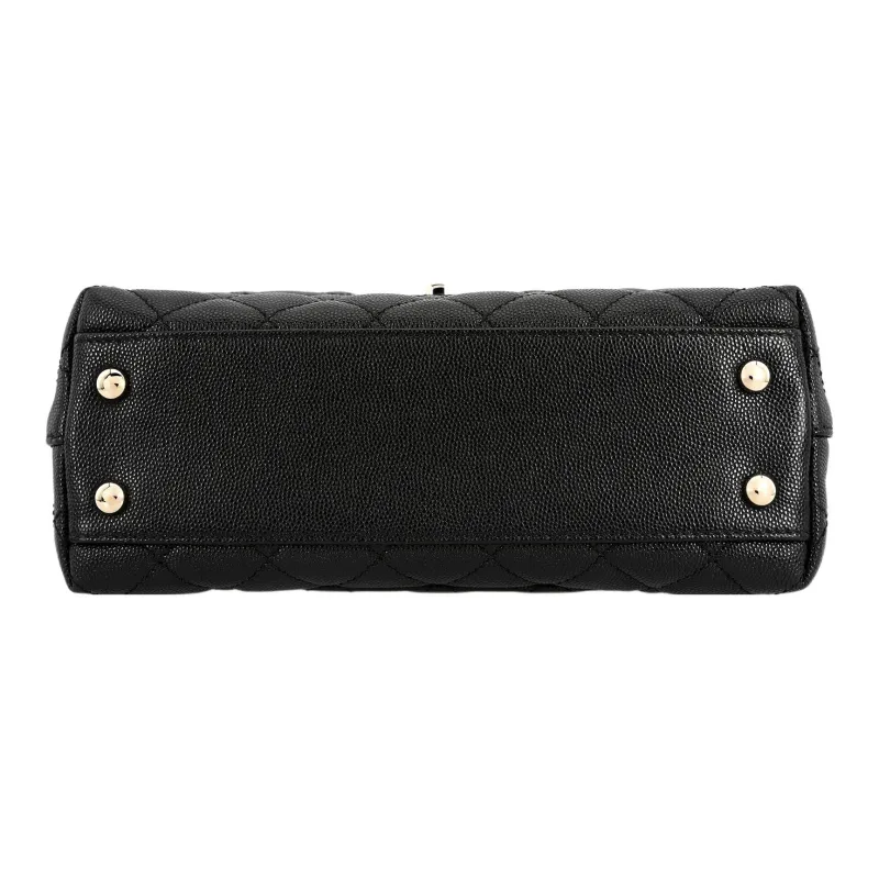 CHANEL Golden Grain Litchi Grain Cow Leather Shoulder Bag, Crossbody Bag, Handbag Trumpets Women's Black-3