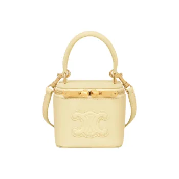 CELINE Smooth Cow Leather Makeup Case, Shoulder Bag, Crossbody Bag, Handbag Mini Women's Sunshine Yellow