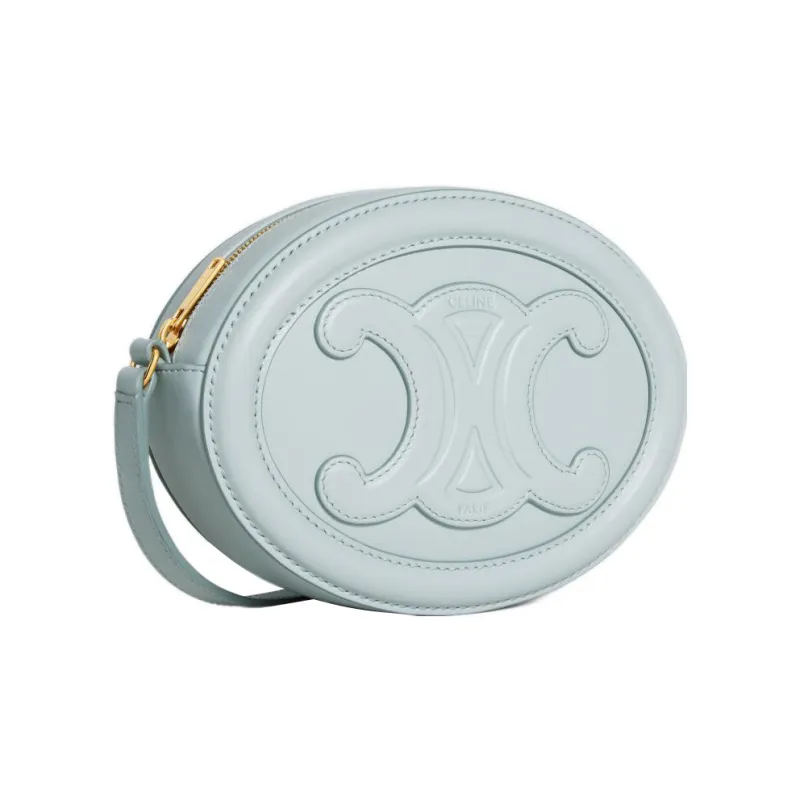 CELINE Triomphe Smooth Cow Leather Mooncake Bag Wallet Shoulder Bag Crossbody Bag Regular Women's Soft Blue-1