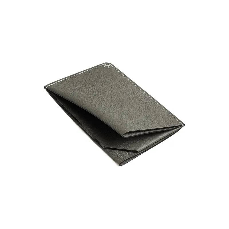 HERMES Evercolor Calfskin Wallets Card Holders Unisex 0L Grismeyer Cumulus Gray-1