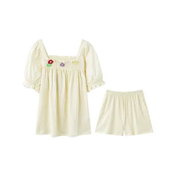 MIOJUER Pajama Set Summer Women's Beige Yellow