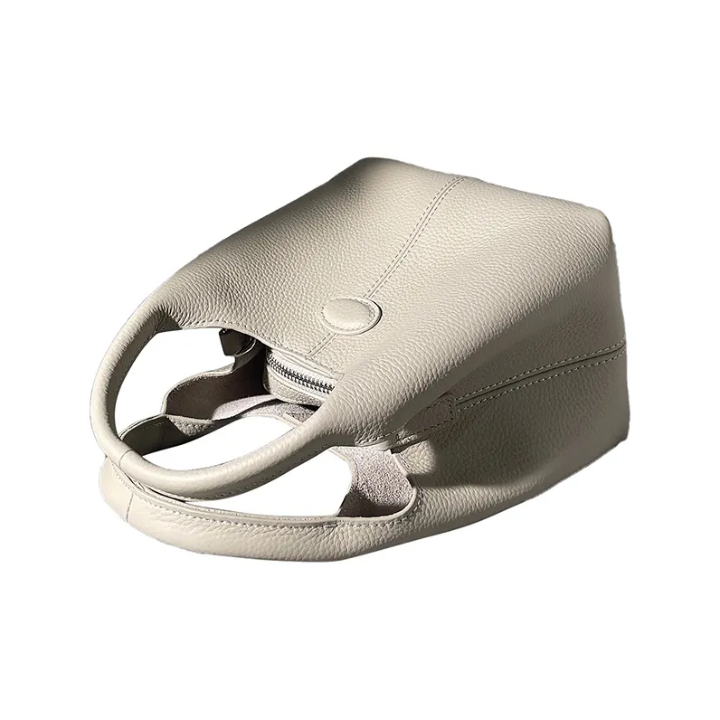 AJ AOIRJ Genuine Leather Basket Bag Bucket Shape Shoulder Bag Crossbody Bag Handbag Regular Women's Apricot/Brown/Khaki-3