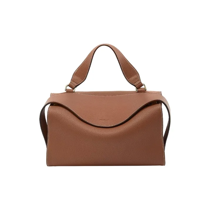 JONBAG Cow Leather Pandora Bag Boston Bag One Shoulder Handbags Medium Size Women's Black White Honey Brown-1