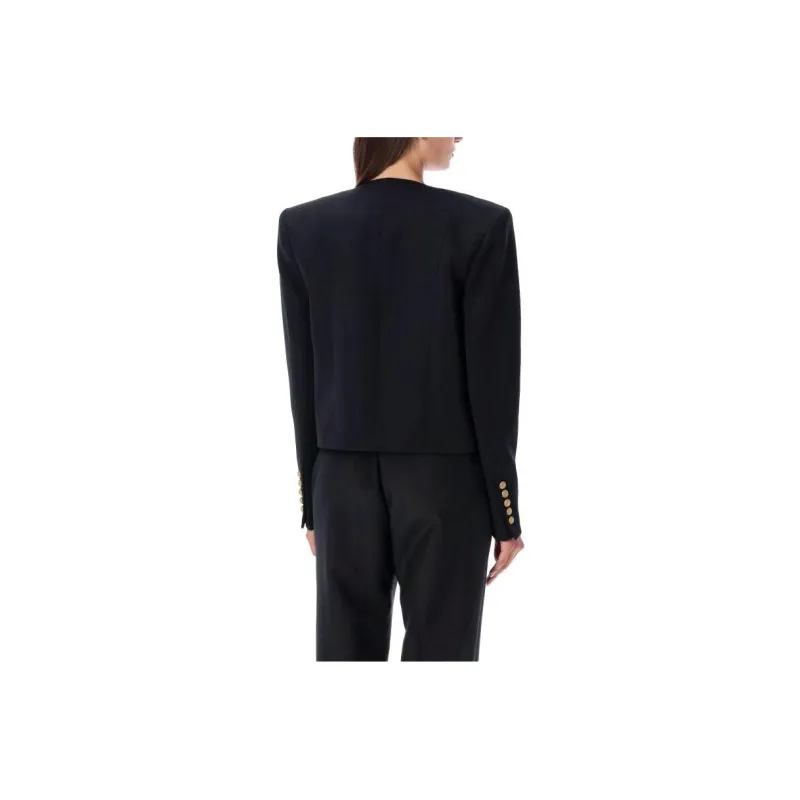 BALMAIN Button Embellished Collarless Jacket-1