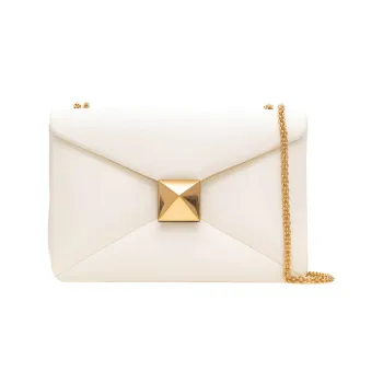 Valentino One Stud Leather Crossbody Bag Shoulder Bag Women's White