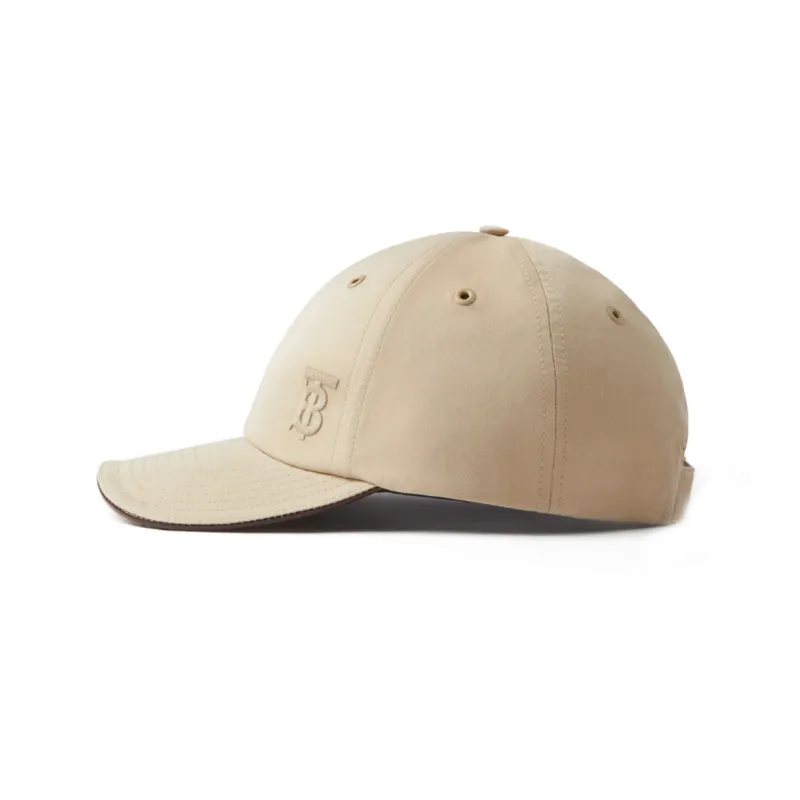 Burberry Cotton Leather Baseball Caps Women's Coffee-3