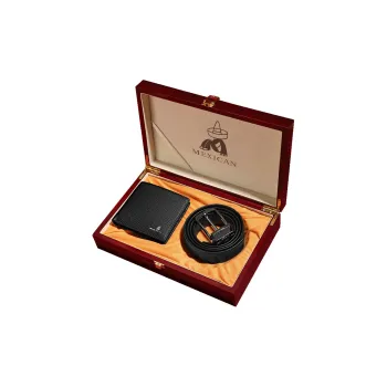 MEXICAN Cow Leather Box Wallet Regular Men's Black
