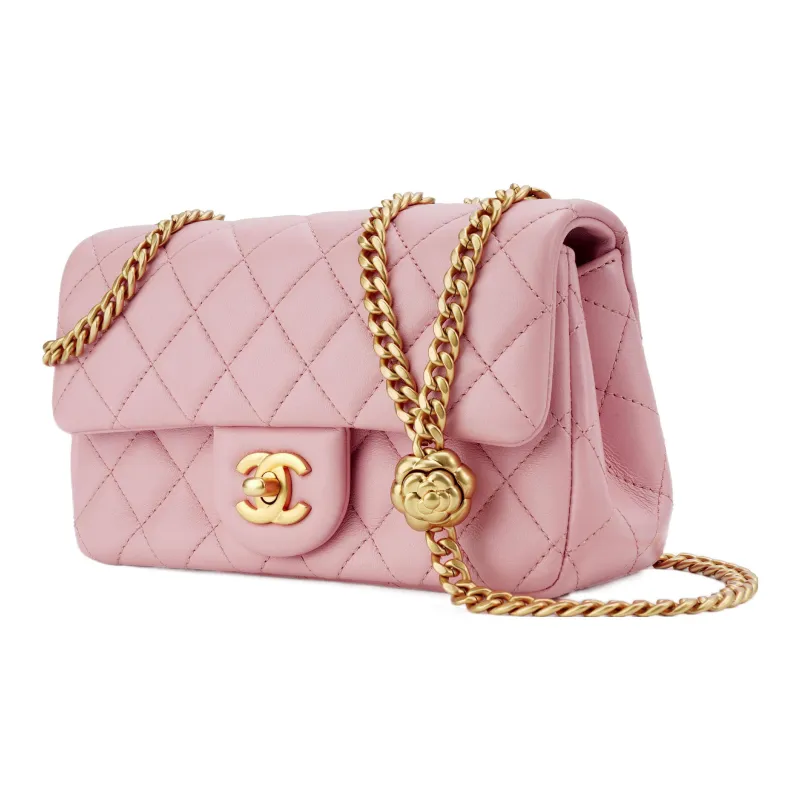 CHANEL Sheepskin Chain Bag, Shoulder Bag, Crossbody Bag Mini Women's Pink-1