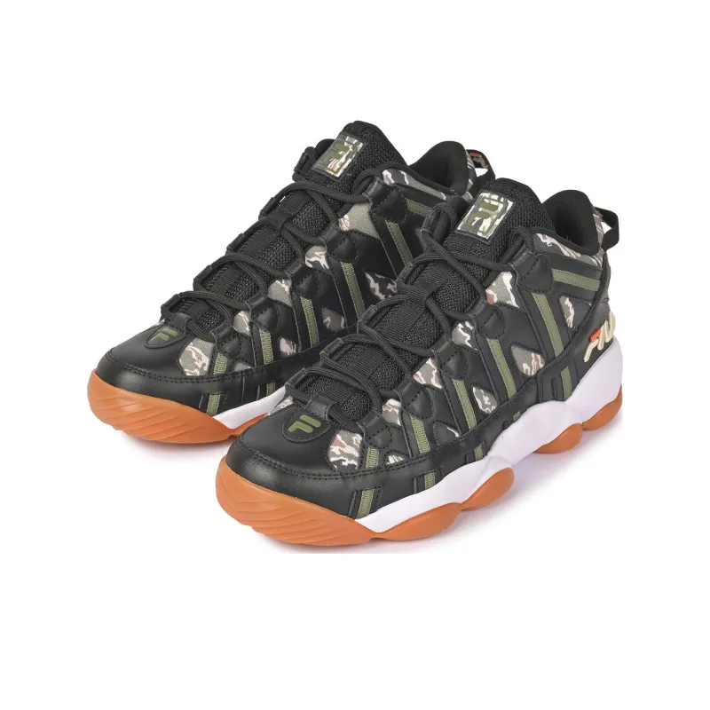 FILA Spaghetti Stack House Cushioning Anti-Slip And Wear-Resistant Mid-Top Basketball Shoes Men's Black Gray-2