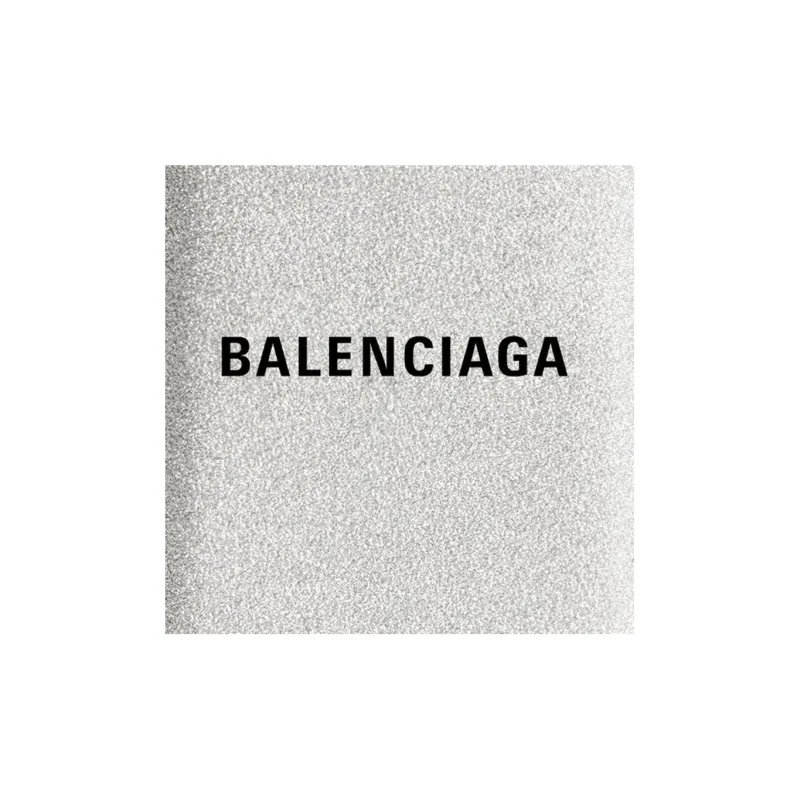 Balenciaga Cash Artificial Leather Card Clip Card Holder Unisex Silver-4