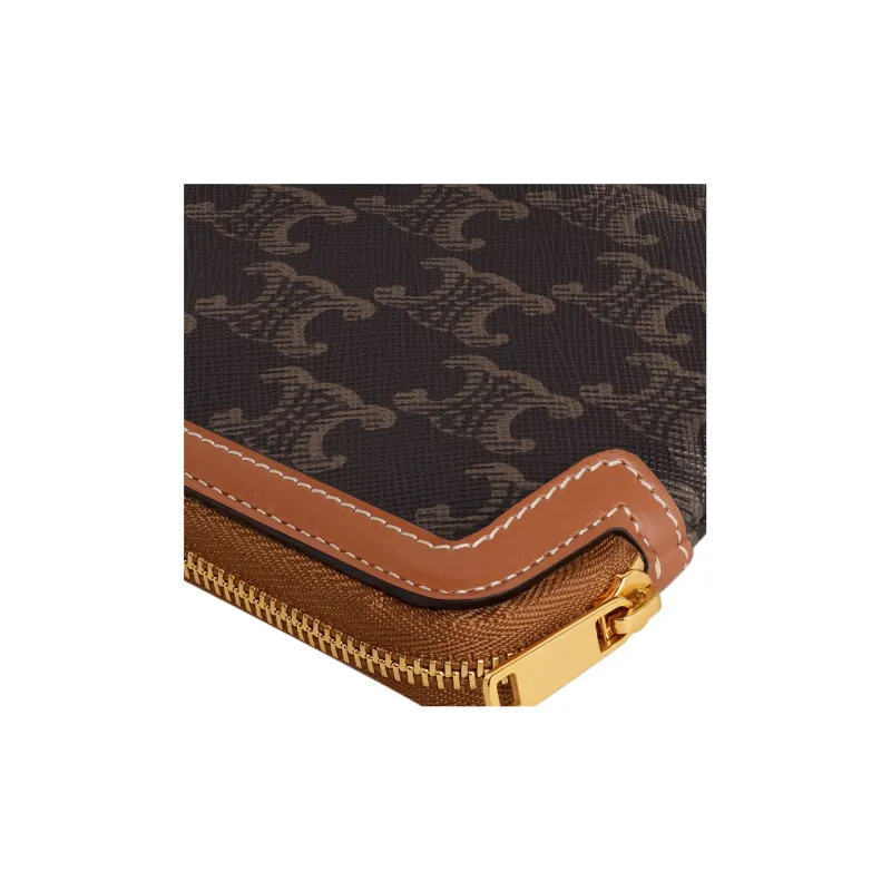 CELINE With Cow Leather Clutch Regular Women's Tawny-4