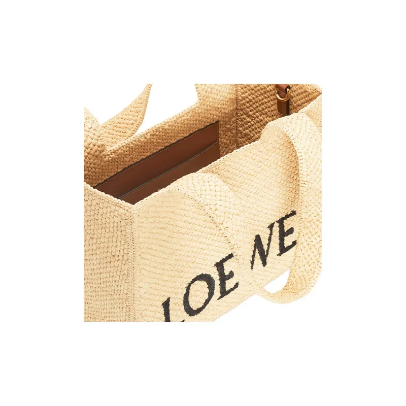 LOEWE Medium Font Tote In Raffia Natural-6