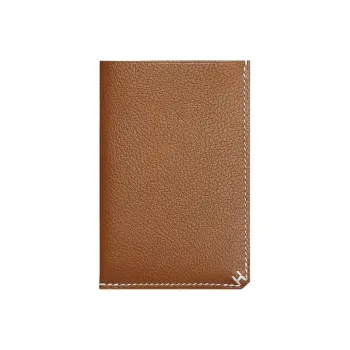 HERMES Evercolor Calfskin Card Holder Unisex 37 Gold Gold Brown