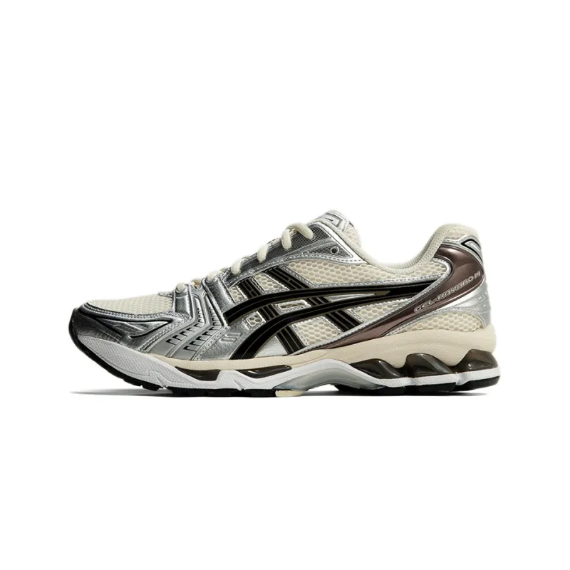 Asics Gel Kayano 14 Cushioned Slip Resistant Abrasion Resistant Low Top Casual Running Shoes Unisex Black White Silver-1