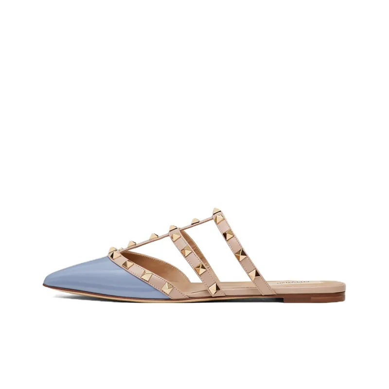 Valentino ROCKSTUD Odor Resistant Closed Toe Slippers Women's Blue-0