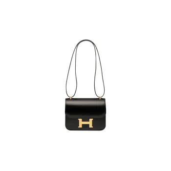 HERMES Constance Box Leather Shoulder Bag Crossbody Bag Mini Women's 89Noir Black