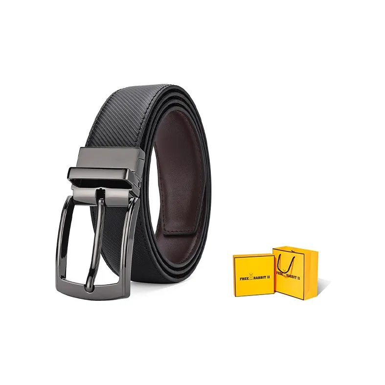 FREE RABBITⅡ Rotating Pin Buckle Two Tone With Business Genuine Leather Leather Belts Men's-0