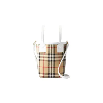 Burberry Cow Leather Tote Bag Shopping Bag Handbag Shoulder Bag Crossbody Bag Women's White/Beige