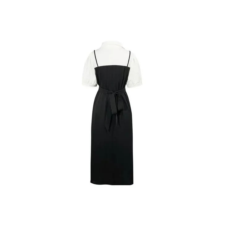 3COLOUR Short-Sleeved Dresses Women's Black White-1