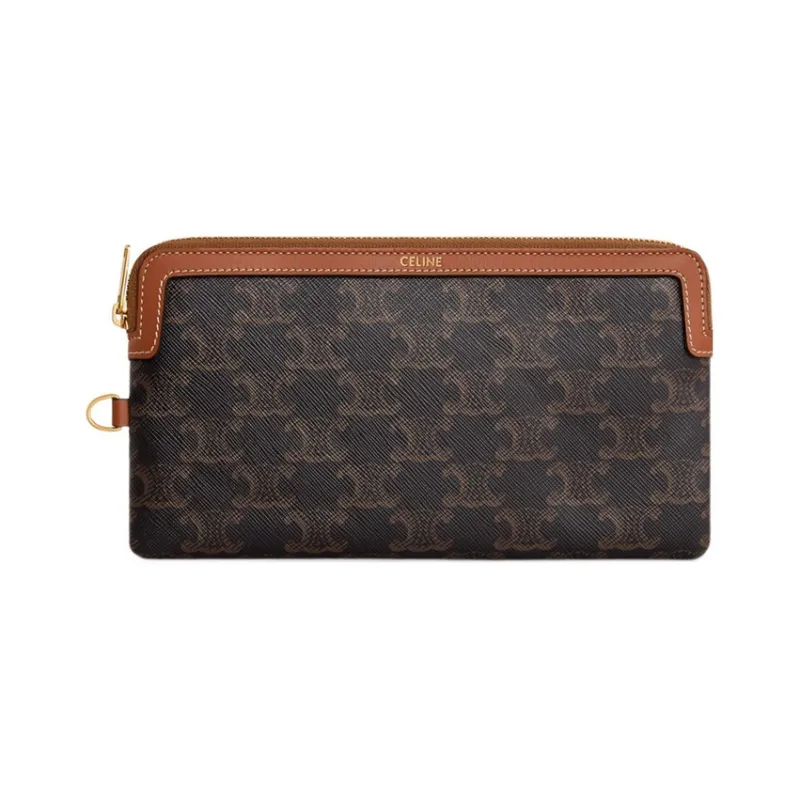 CELINE With Cow Leather Clutch Regular Women's Tawny-1