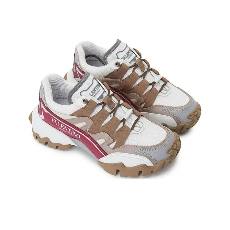 Valentino Low-Top Casual Shoes Women's White Brown Red-2