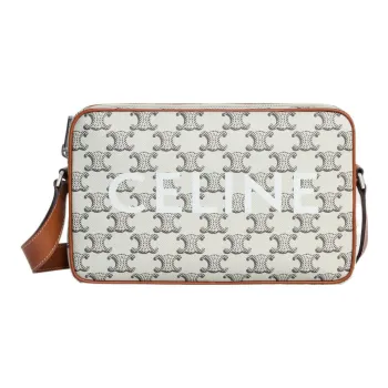 CELINE Cow Leather Messenger Bag Shoulder Bag Crossbody Bag Men's Tan And Light Brown