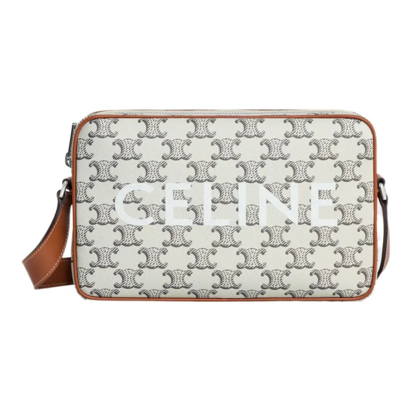 CELINE Cow Leather Messenger Bag Shoulder Bag Crossbody Bag Men's Tan And Light Brown-0